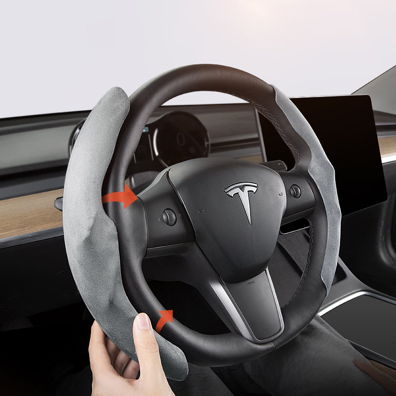 Wildleder-Sportlenkradbezug für Tesla Model 3/Y