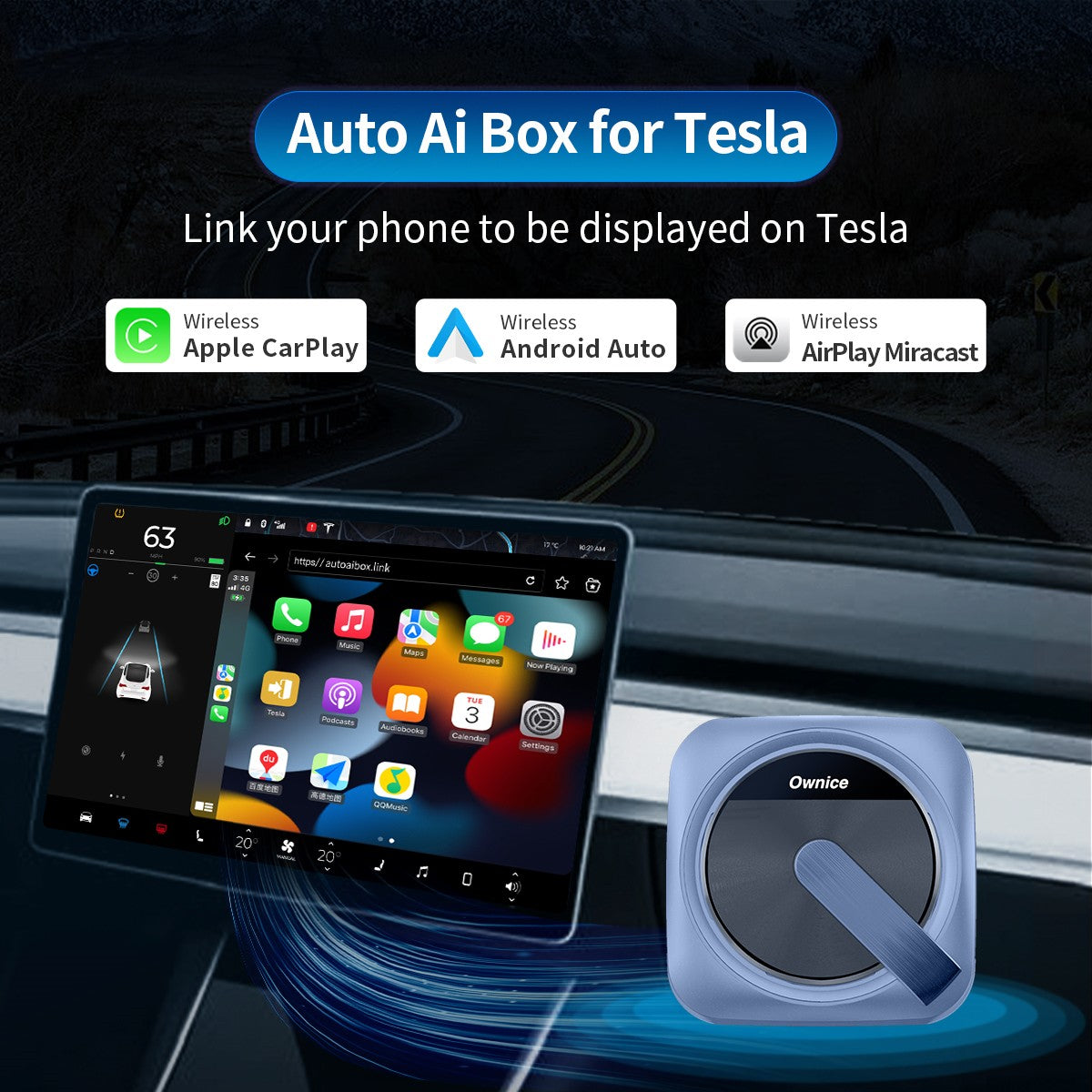 Handy-Konnektivitätsbox im Auto für Tesla