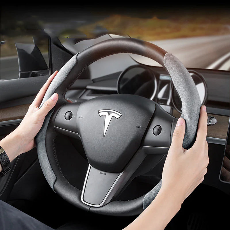 Housse de volant sport en daim pour Tesla Model 3/Y