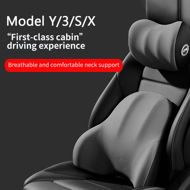 Headrest and lumbar support cushion for Tesla Model 3/Y