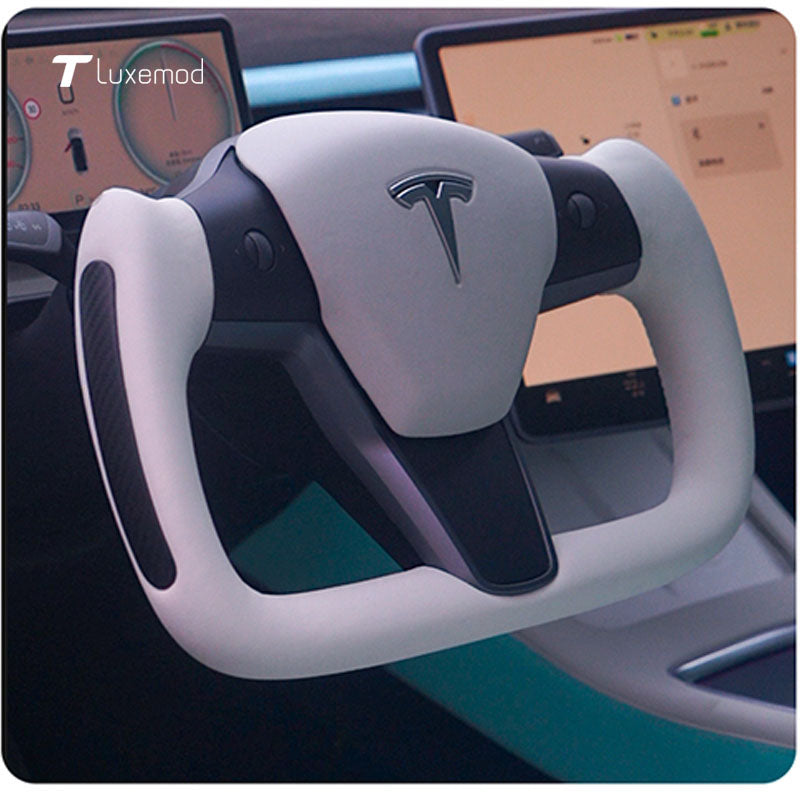 Volant YOKE Alcantara en daim pour Tesla Model3/Y