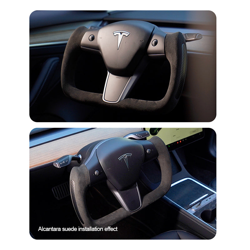 Volant YOKE Alcantara en daim pour Tesla Model3/Y