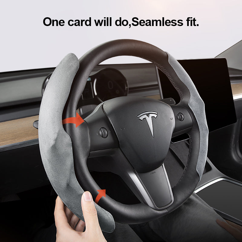 Housse de volant sport en daim pour Tesla Model 3/Y