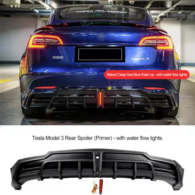 Small Bumper For Tesla Model 3(front lip, side skirt, rear lip, rear spoiler)